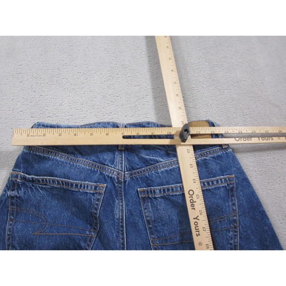 American Eagle Jeans Womens 4 Long Blue Super High-Rise Baggy Wide Leg Raw Hem - Picture 5 of 12